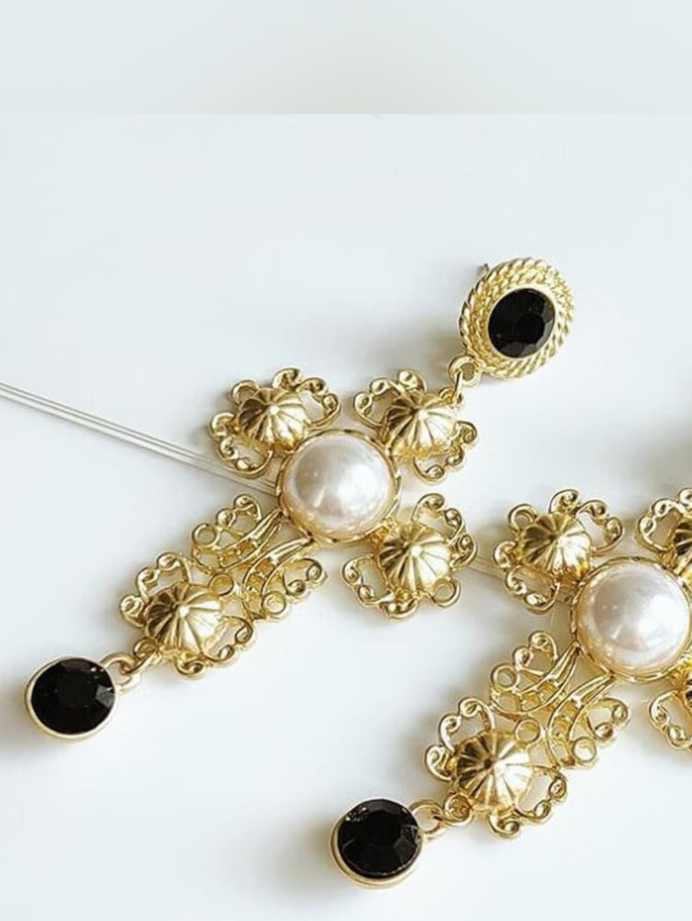 Unique Chic Big Gold Cross Earrings Baroque Drop Dangle